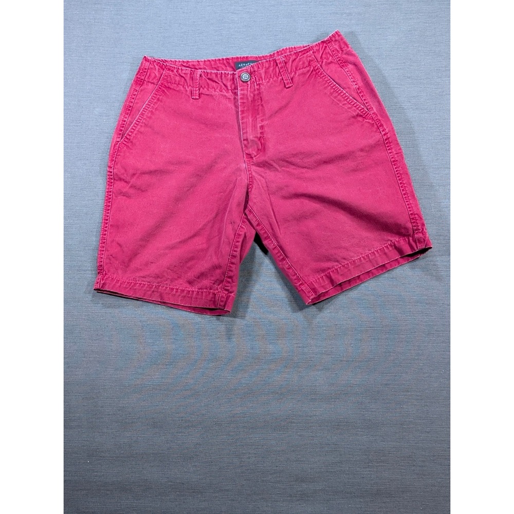 Aeropostale Mens Red Chino Shorts Flat Front Casual Cotton Size 30